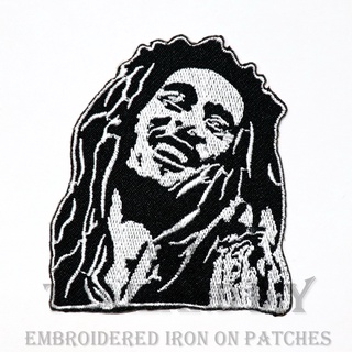 ตัวรีดติดเสื้อ งานปัก ลาย ภาพเหมือน Bob Marley นักดนตรี เร็กเก Reggae wop Patch DIY ตัวรีด เสื้อ กระเป๋า บ๊อบมาเล่ มาเล่