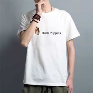 เสื้อยืดลําลอง ผ้าฝ้าย 100% แขนสั้น พิมพ์ลายโลโก้ Hush Puppies T1540 สําหรับผู้ชาย