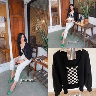 TE187 : Set 2pcs เสื้อคลุมไหมพรมผ้าทอนุ่ม