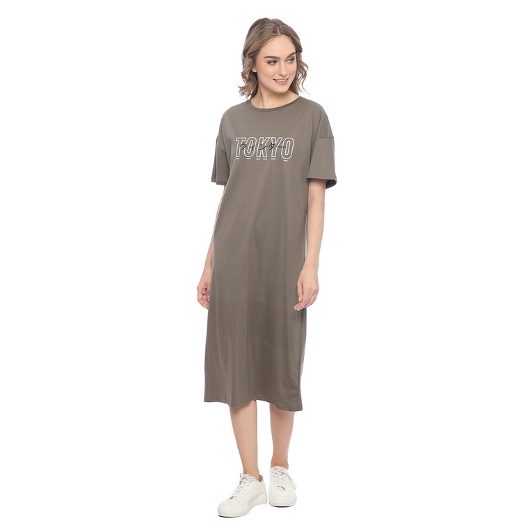Ryusei Dress Oversize Haruna Khaki - Cotton Modal