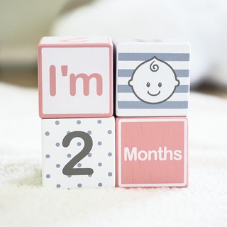 [พร้อมส่ง] บล็อกบอกอายุไม้ (ชมพู) Baby Age blocks