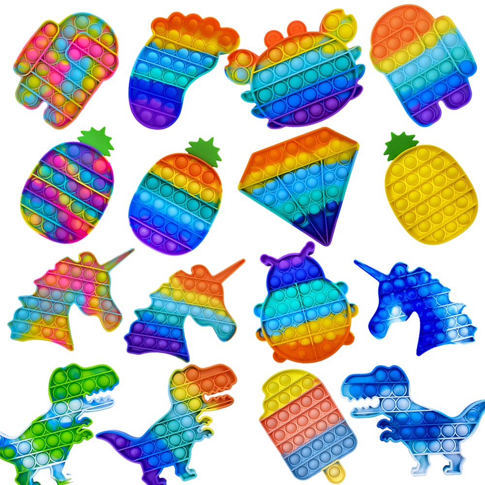 626182601202 ♨Pop Fidget Reliver Stress Toys Rainbow Push It Bubble ...