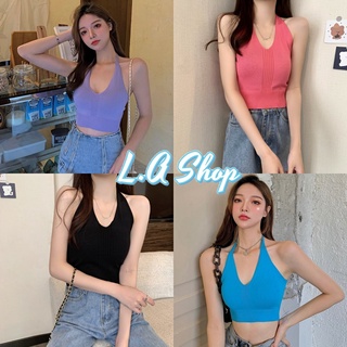 L.A Shop พร้อมส่ง เสื้อไหมพรมคล้องคอ เว้าหลังเซ็กซี่ "0362"