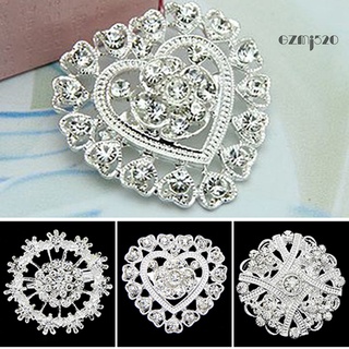 【AG】Breastpin Shiny Anti-rust Women Flower Heart Rhinestone Brooch Pin for Wedding