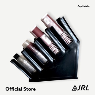 JRL กล่องใส่แก้ว ที่ใส่แก้ว พลาสติก 4 ช่อง แบบเอียง (สีดำ,น้ำตาล)