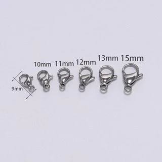 ตะขอก้ามปูสแตนเลส 9-15มม 30ชิ้น แบบกุ้งก้ามกราม สำหรับ DIY เครื่องประดับ