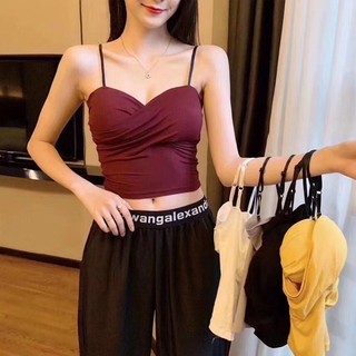 SEXY‼️เสื้อสายเดี่ยว อกไขว้ ผ้ารัดรูปกระชับหุ่น C25