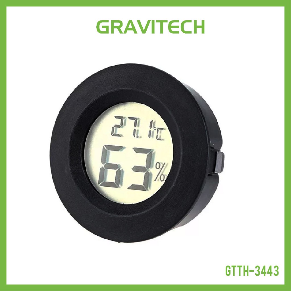 [Gravitechthai]Mini Digital Thermometer and Hygrometer - Circle Black