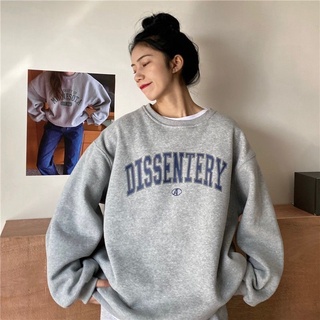 Autumn Winter 2021 New Letter Print Round Neck Sweater Women Loose Korean Style Lazy Bf Long-Sleeved Sweater เสอื้ ไหมพรม