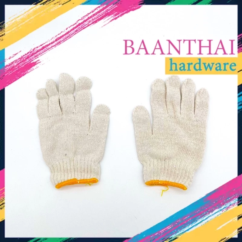 ถุงมือผ้าฝ้าย อย่างหนา 12คู่ สีขาว/สีเทา thumbnail 4