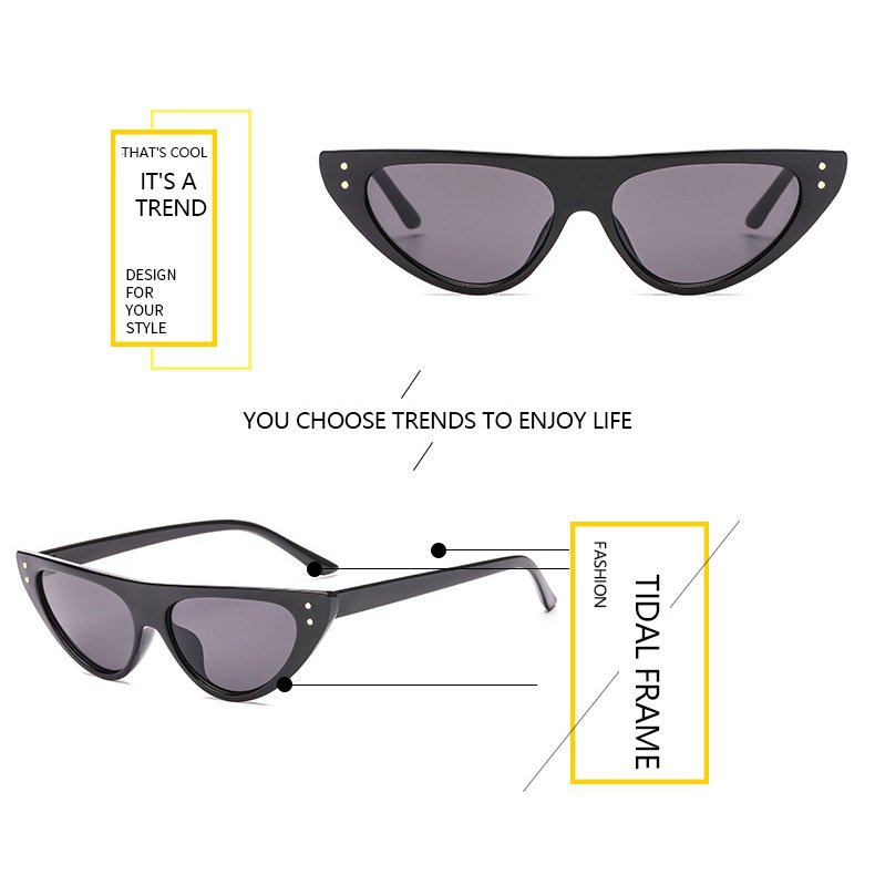 2021 Cute Sexy Retro Cat Eye Sunglasses Women Small Black White Triangle Uv400 Vintage Cheap