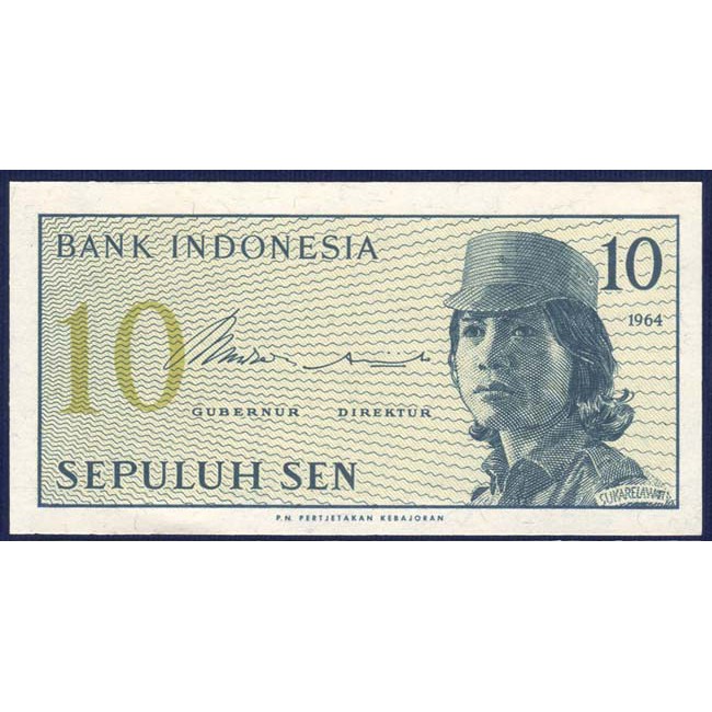 ธนบัตรประเทศ อินโดนีเซีย Indonesia ราคา 10 เซ็น รุ่นปี 1964 P-92 ของแท้  สภาพใหม่เอี่ยม 100% Unc สำหรับสะสมและที่ระลึก | Shopee Thailand