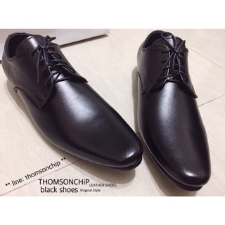 Leather Black Shoes รองเท้าหนังหัวแหลม สีดำ