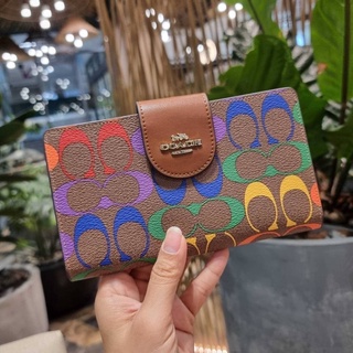 COACH C9944 TECH WALLET IN RAINBOW SIGNATURE CANVAS