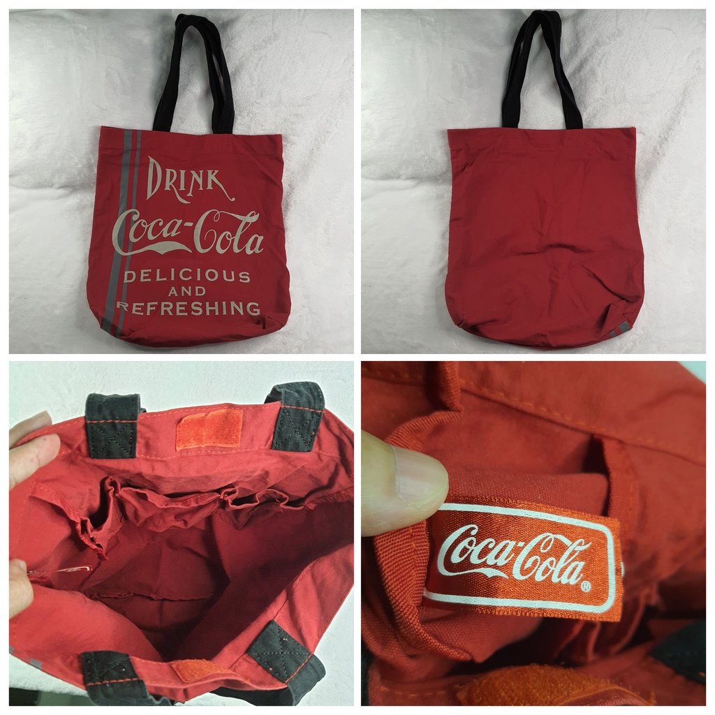 กระเป๋าผ้ามือสอง ญี่ปุ่น JP (149 บาท) : COCA COLA โค้ก สีแดง-ผ้าดิบ: ทำความสะอาดแล้ว พร้อมใช้งาน