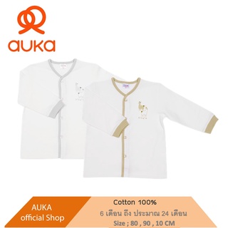 Auka เสื้อแขนยาวเด็ก ติดกระดุม Cocoa Alpaca