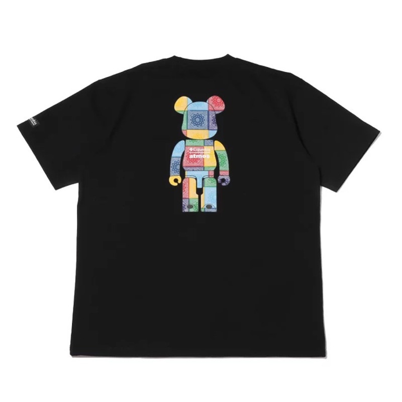 BE @ rbrick x colorbia x atmos tripartite intense joint block bear short-sleeved men's and women's T-shirt