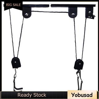 YS.th Bike Bicycle Lift Ceiling Mounted Hoist Storage Garage Hanger Pulley Rack