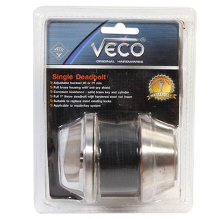 FREE HOME กุญแจลิ้นตาย 1 ด้าน VECO 101 สีสเตนเลส กุญแจ Deadbolt ลูกบิดประตู กลอนประตู ลูกบิดกลอนประตู