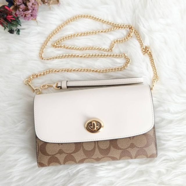 COACH CHAIN CROSSBODY IN COLORBLOCK SIGNATURE CANVAS