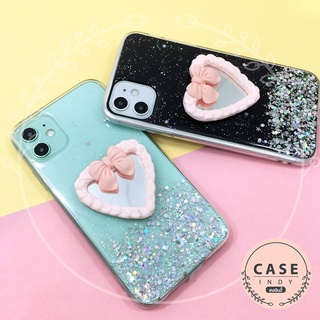 เคส Oppo A5/A9(2020) A53 A96 F9 F11 Pro Reno 5  A54 A93 5G เคสมือถือ TPU เคลือบเจลกากเพชรกริตเตอร์ไล่สีติดกระจกหัวใจ