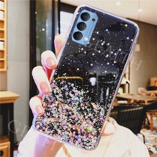 เคส OPPO Reno5 5 Pro 2021 Back Cover Bling Clear Black Green Pink Star Space TPU Soft Casing New Phone Case Reno 5Pro 5G เคสโทรศัพท์