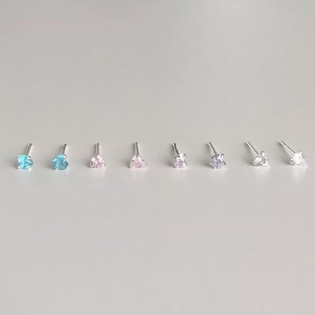 Winterwinter Jewelry Silver925 : เครื่องประดับเงินแท้ เงินแท้925 ต่างหูห่วงรูปหัวใจประดับเพชร cz