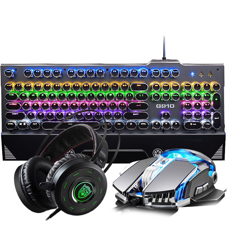 Xinmeng Zhen Mechanical Keyboard Mouse Headset Game E-sports ชุดสามชิ้น Eat Chicken อุปกรณ์ต่อพ่วงคอ