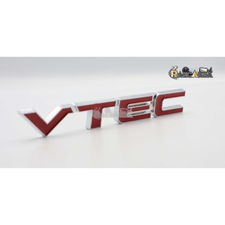 VTEC สติ๊กเกอร์โลหะติดรถยนต์ โลโก้ตัวอัษร VTEC โลโก้ติดรถ สติกเกอร์ติดรถ โลโก้VTEC Logo VTECสีดำแดง โลโก้โลหะVTEC สีแดง