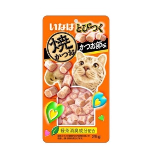 INABA Soft Bite ขนมแมวเม็ดนิ่ม รสปลาทูน่าและสันในไก่ รสปลาโอแห้ง-25g