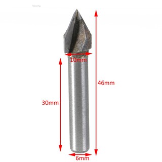 Baomy 60° เครื่องมือแกะสลักไม้ CNC ก้าน 1/4 นิ้ว ร่อง V 6x10 มม.