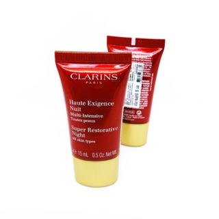 Clarins Super Restorative Night All Skin Types ครีมบำรุงผิวหน้า no box ป้ายไทย ของแท้ ไนท์ครีม คลาแรงส์ 15 ml.