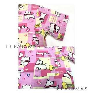 P+P ชุดนอนผู้ใหญ่ ผ้าคอตตอน ลายการ์ตูน คอปก แขนสั้นขาสามส่วน ฟรีไซส์