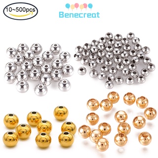 Benecreat 10ชิ้น ~ 200ชิ้น ลูกปัดสแตนเลส 304 ทรงกลม 6X5มม. 2มม.