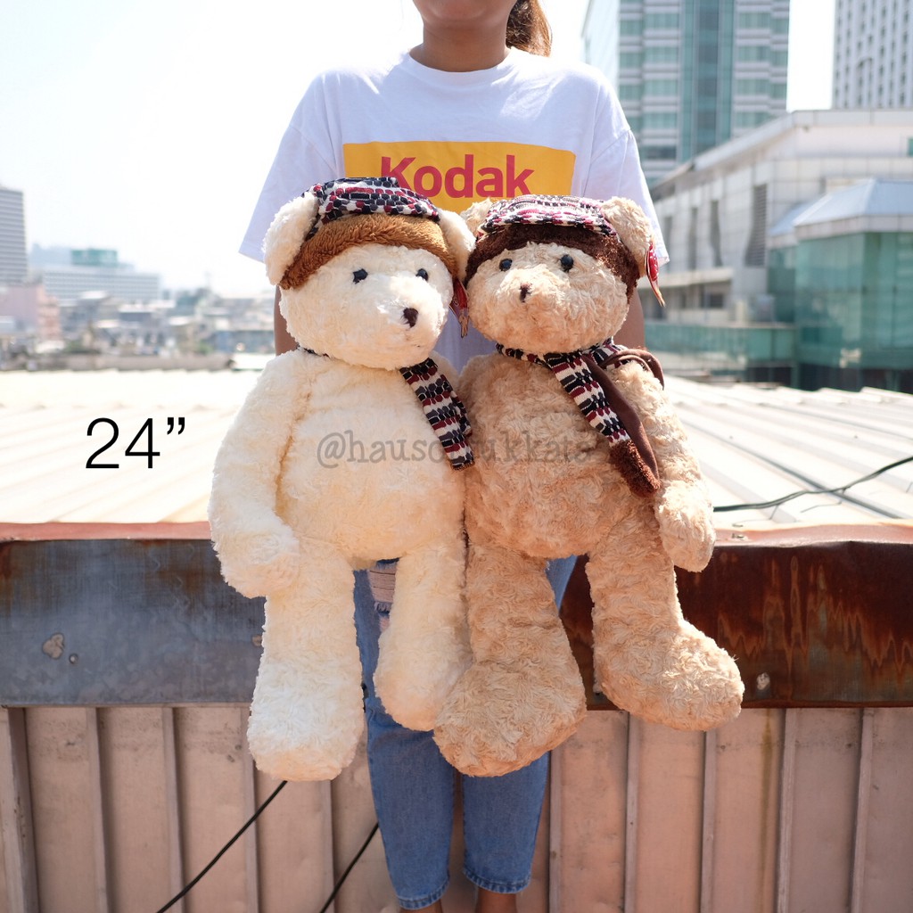 ตุ๊กตา หมี ขนฟู สวมหมวกและผ้าพันคอ 9/11/16/24นิ้ว Anee Park อานี ปาร์ค ตุ๊กตาหมี