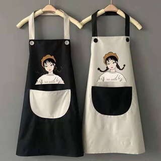 ผ้ากันเปื้อนกันน้ำผ้ากันเปื้อนสำหรับทําอาหาร Cooking Apron สไตล์เกาหลี  WQ