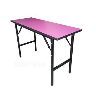 OK&amp;Mshopโต๊ะพับ โต๊ะสัมนา รุ่นTF1BK+WH(45×120cm.) ขาสีดำ+ท้อปสีชมพู