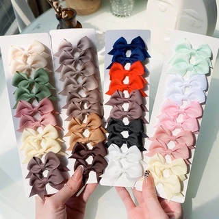 กิ๊บติดผมโบว์ริบบิ้นสีสันสดใสสําหรับเด็ก 10 ชิ้น/เซ็ต– เปลือย แฮนด์เมด, เหมาะสําหรับของขวัญคริสต์มาส