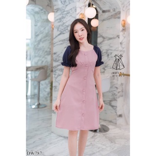 💜💜 Minidress แขนตุ๊กตาน่ารัก เดรสใส่ทำงาน เดรสน่ารัก สีชมพูหวานๆใส่ได้ทุกโอกาส งานป้าย Dress world