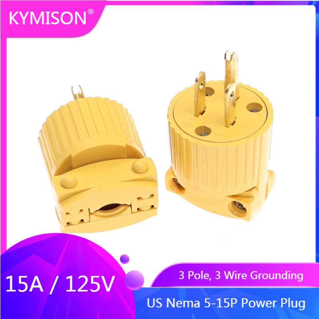 Nema 5-15P US Rewireable ปลั๊กไฟอะแดปเตอร์ 15A อุตสาหกรรมสายไฟไฟฟ้าอเมริกัน 3 เสาชายปลั๊กสายไฟ Adaptor