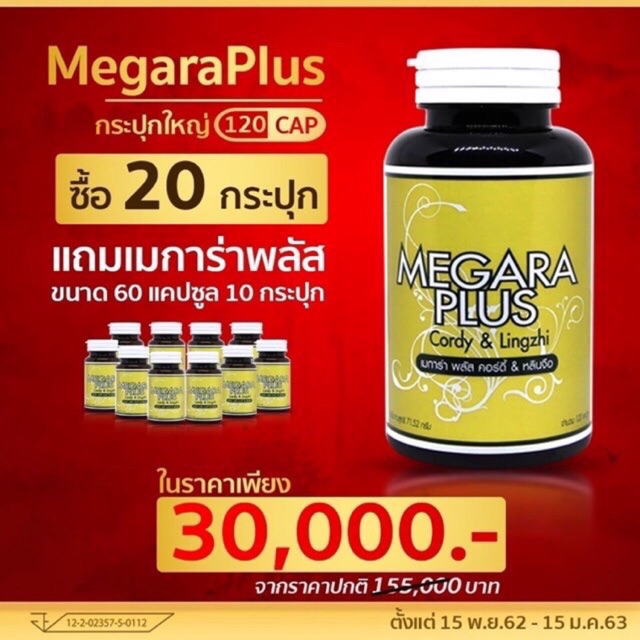 Megara Plus ถังเฉ้าแท้สกัดผสมหลินจือ ชุด 30,000 บาท