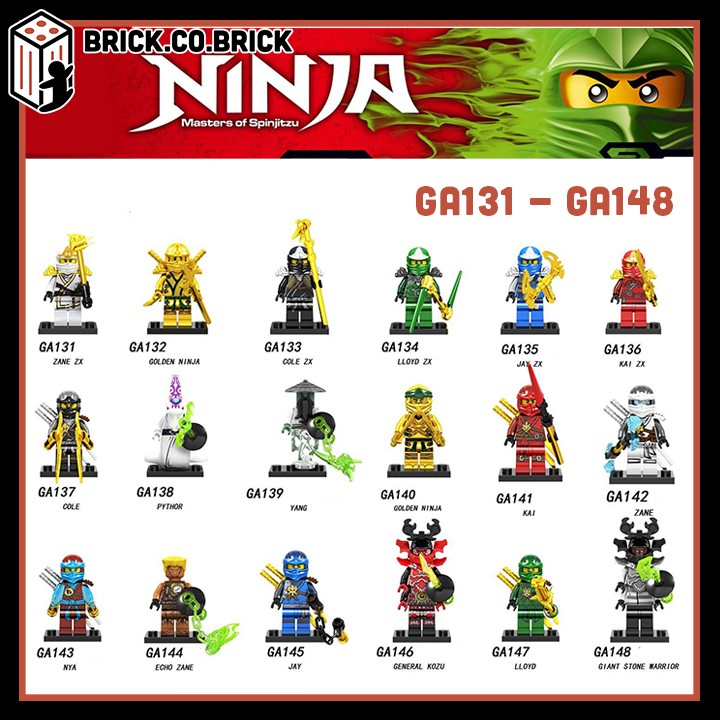 Minifigur Ninja phantom Ho Ly Samurai Akita Golden Ninja Kai Zane GA137-GA142 ประกอบของเล ่ น