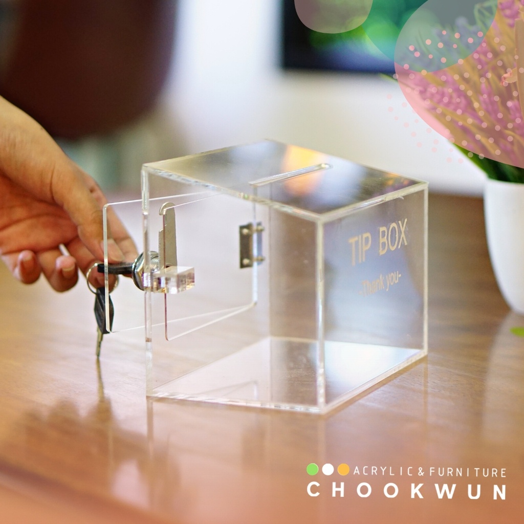 พร้อมส่ง!! Tip Box กล่องใส่ทิป กล่องใส่เงิน อะคริลิคแท้ 100เปอร์เซ็นต์!!