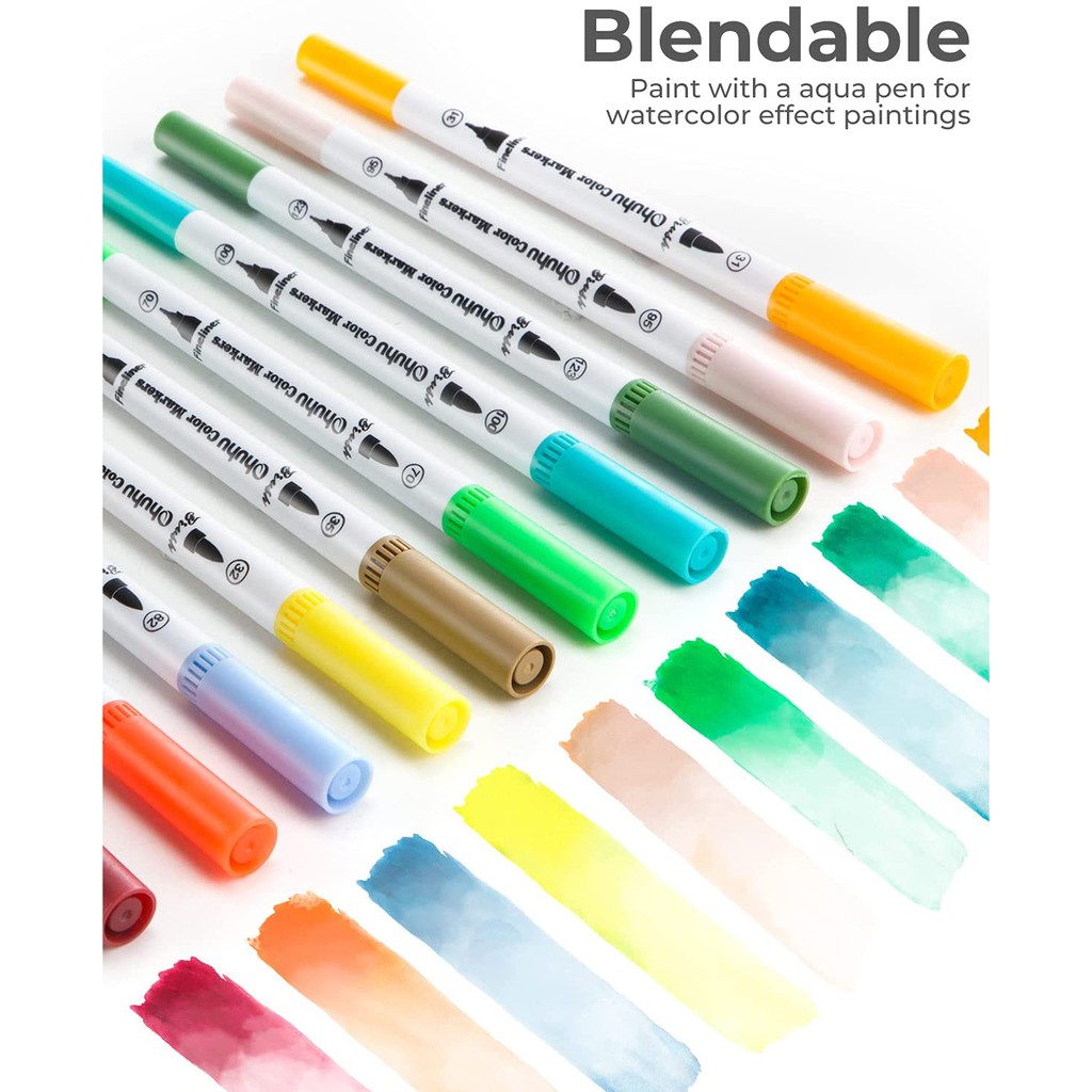 Ohu Water Based Dual Tips แปรงทาสี Fineliner ปากกามาร์กเกอร์สีการประดิษฐ์ตัวอักษรการวาดภาพ Sketching - รูปที่ 4