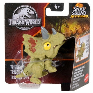 Mattel Jurassic World Snap Squad Attitudes Triceratops (GXW74) ของเล่นแอ็กชั่นฟิกเกอร์ไดโนเสาร์ ไทเซราทอปส์