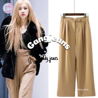 Gang_jeans #9029(โค้ด SEPGAA ลด 30.-)กางเกง Rosé โรเซ่ blackpink แฟชั่นขายาว ทรงกระบอกใหญ่ เอวสูง