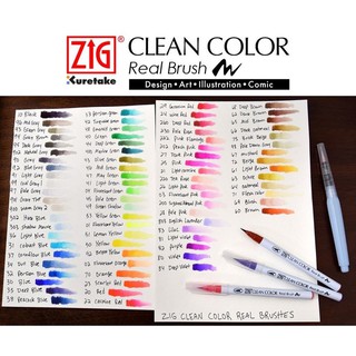 [part 3/4 no.062-092] Zig clean color real brush I ปากกาหัวพู่กันแยกขายด้ามเดี่ยว