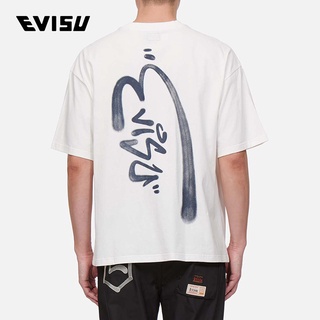 พร้อมส่ง EVISU เสื้อยืดแขนสั้น พิมพ์ลายกราฟฟิติ โลโก้นกนางนวล ขนาดเล็ก สําหรับผู้ชาย