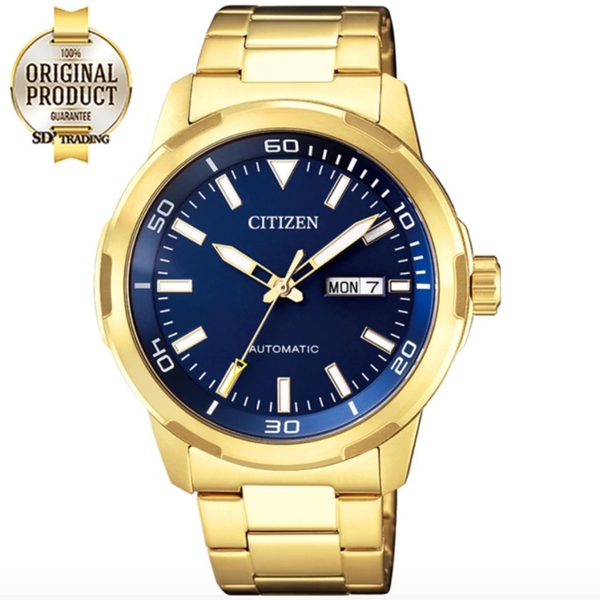 CITIZEN Men's Automatic Stainless Steel Watch รุ่น NH8372-81L - เรือนทอง/น้ำเงิน