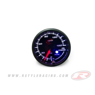 เกจวัด OIL PRESSURE หน้ามืดแสงขาว ขนาด 52 มม.+หมวก+ขาตั้ง งาน RACE TECH
